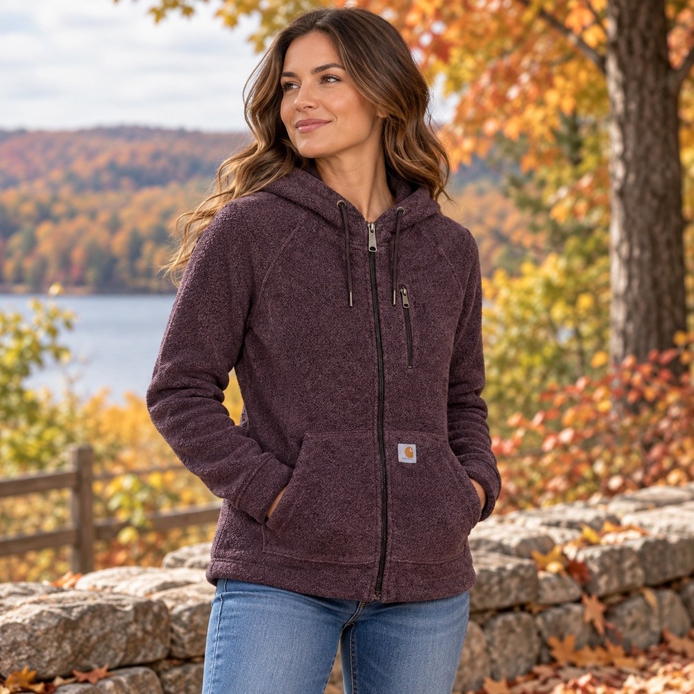 Carhartt Women's Kentwood Hooded Fleece Jacket L Dusty Plum